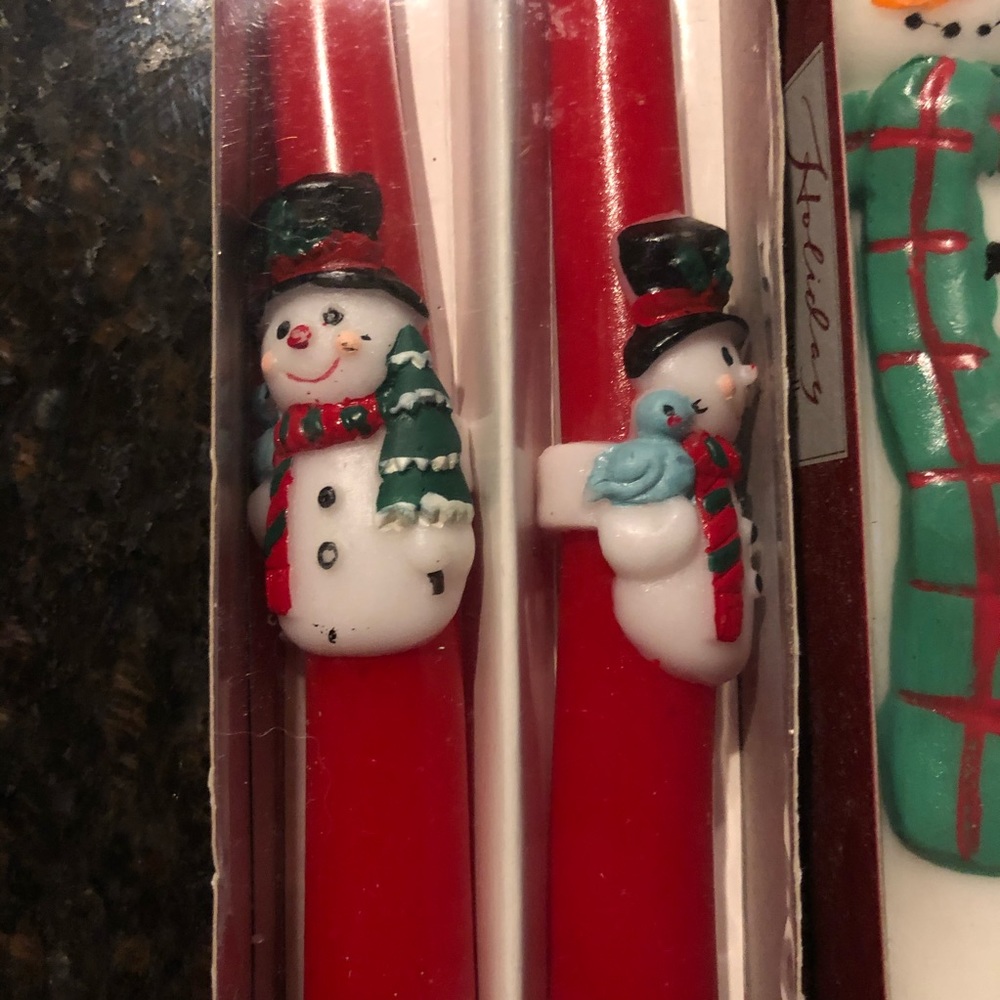 Christmas Candles 10” Taper Snowman Red Frosty - Picture 5 of 8